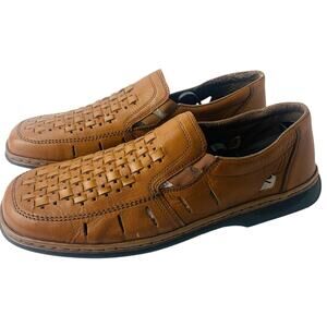 Rieker Mens' Brown Tan Leather Summer Slip On Shoe Size 46 Comfort Lightweight